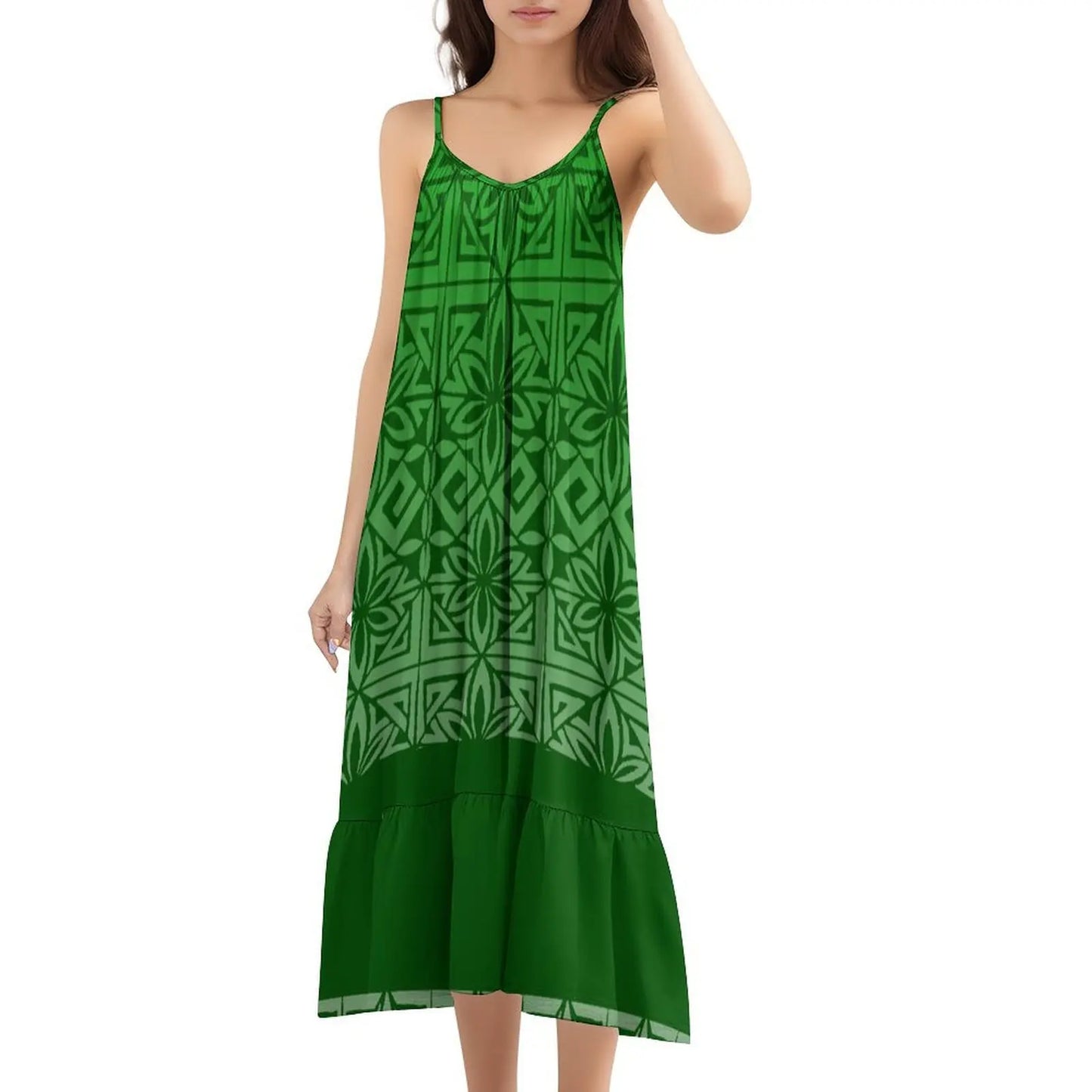 Classic Fashion Women'S Halter Top Dress Sleeveless Micro-Elastic Design Daily Travel Clothing Tribal Peoples Polynesian Style