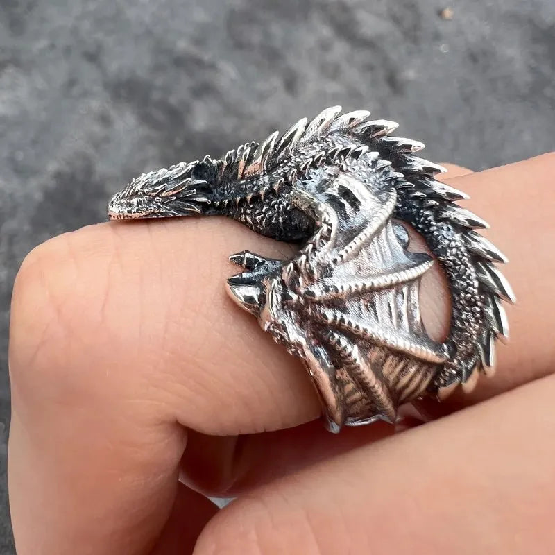 Dragon Rings Gothic Punk Style Pterosaur Wings Opening Adjustable  Rings Vintage Jewelry Accessories Gifts