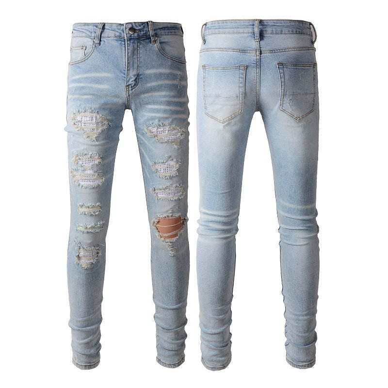 Blue With Holes Skinny American Jeans