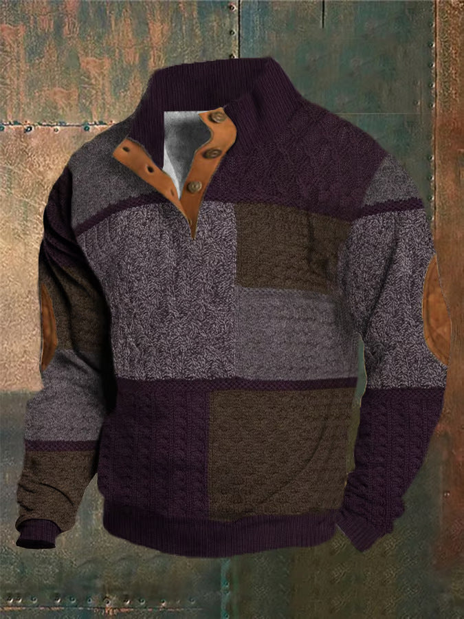 Autumn And Winter Men's Printed Sweater With Buckle