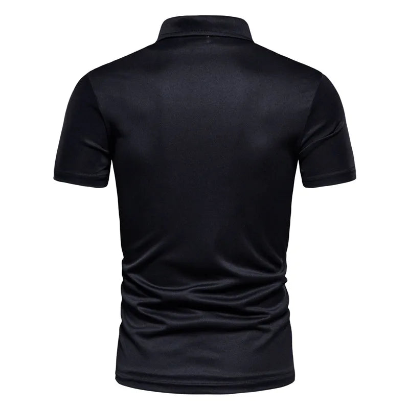 Summer men's solid color short sleeved polo shirt men's fashionable lapel shirt