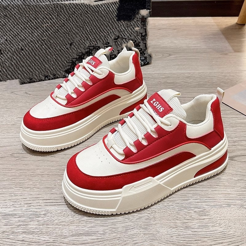 Sports And Leisure Fashion Sneakers Thick Bottom White Platform Shoes