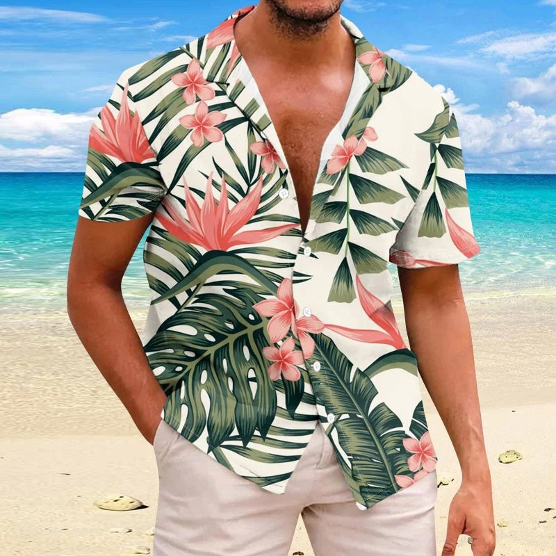 2023 Summer Animal Crane Men Hawaiian Shirt 3d Plant Shirt For Men Flower Print Plus Size Hawaiian Shirts Beach Flower Shirt 5xl