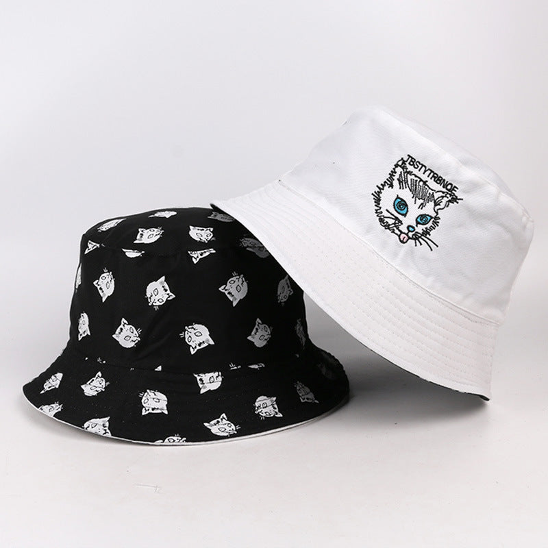 Cat print sun hat fisherman hat