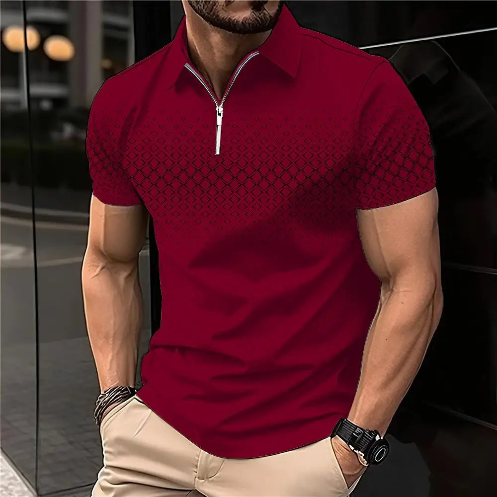 Summer T Shirts for Men 2024 Short Sleeve Men's Clothing Collar 3D Printing Plain Shirt Striped Polo Tees Fashion Pullover Tops