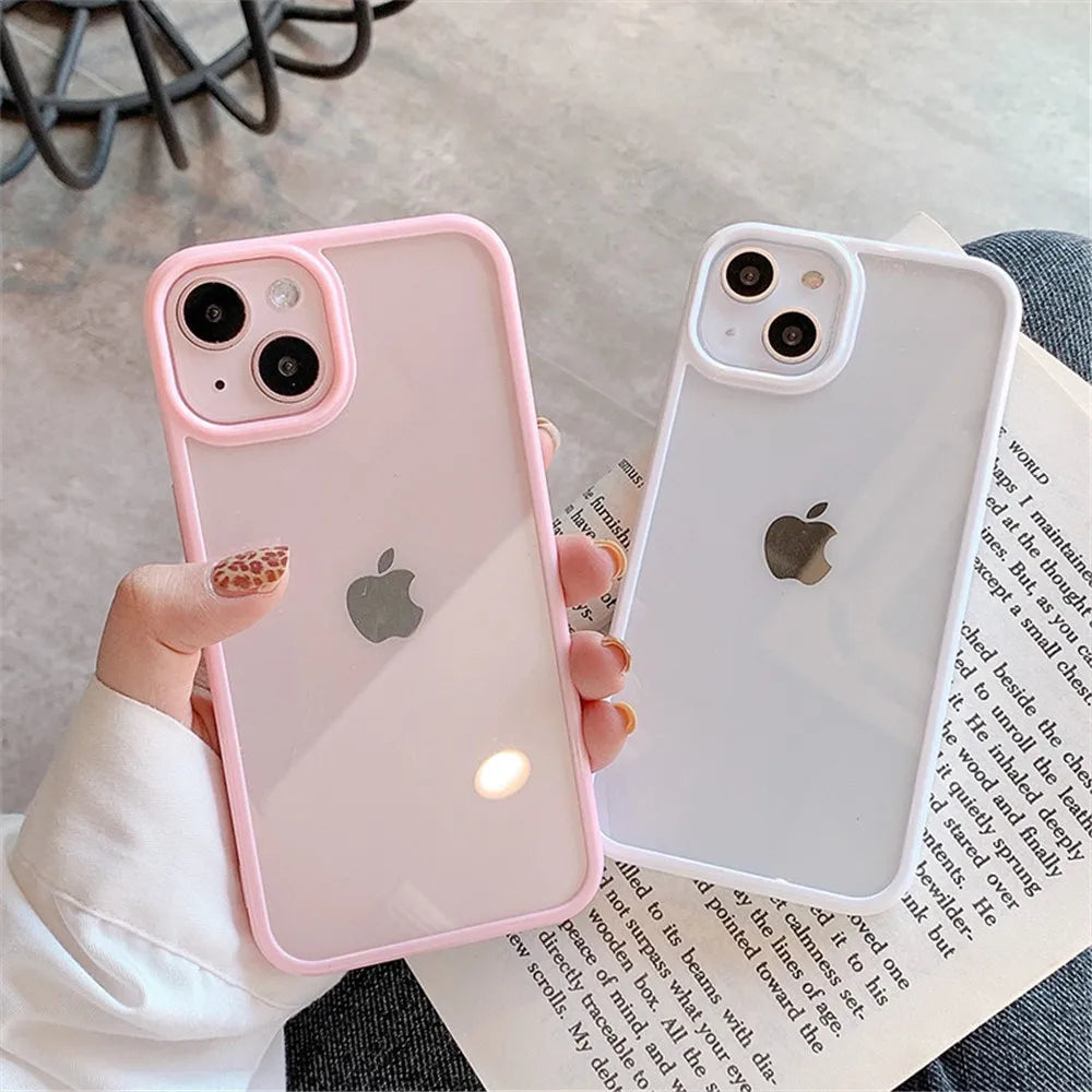 Candy Shockproof Silicone Bumper Phone Case For iPhone 15 14 11 12 13 Pro Max X XS XR 8 7 Plus Transparent Protection Back Cover