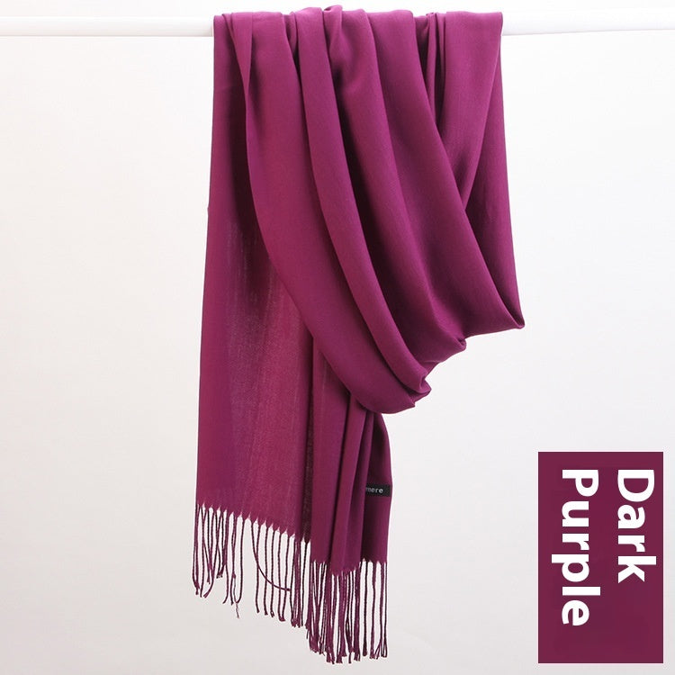 Pure Color Warm Keeping Scarf All-match Cashmere Shawl