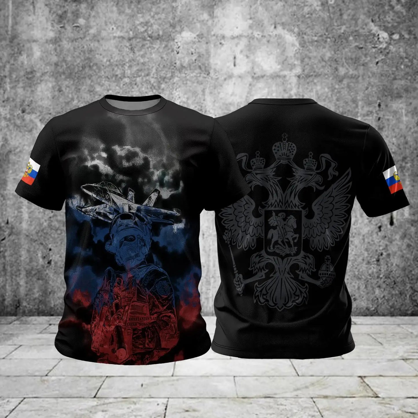 Russia Men's T-shirts Casual Loose Round Neck Russian Flag Short Sleeved Tops Tees Men's Clothing Oversized T shirts Streetwear