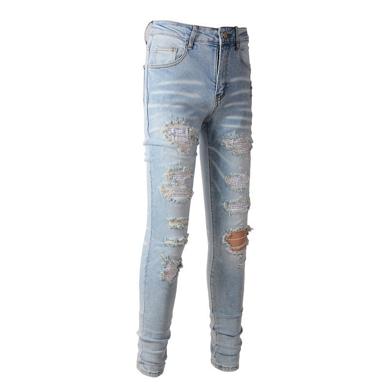 Blue With Holes Skinny American Jeans