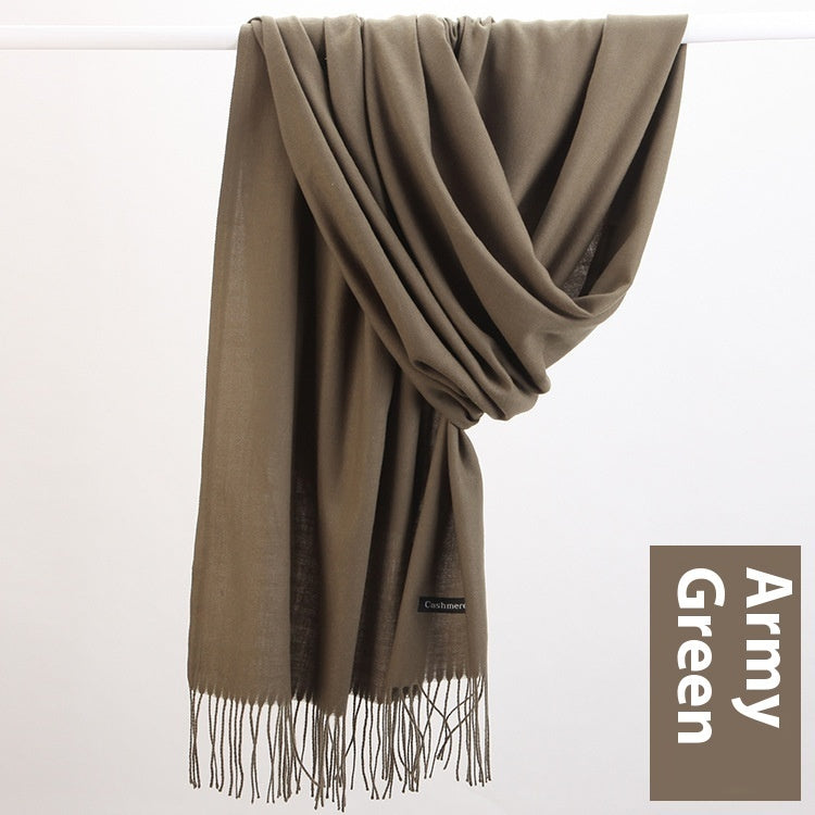 Pure Color Warm Keeping Scarf All-match Cashmere Shawl