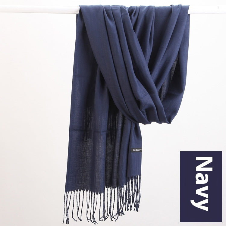 Pure Color Warm Keeping Scarf All-match Cashmere Shawl