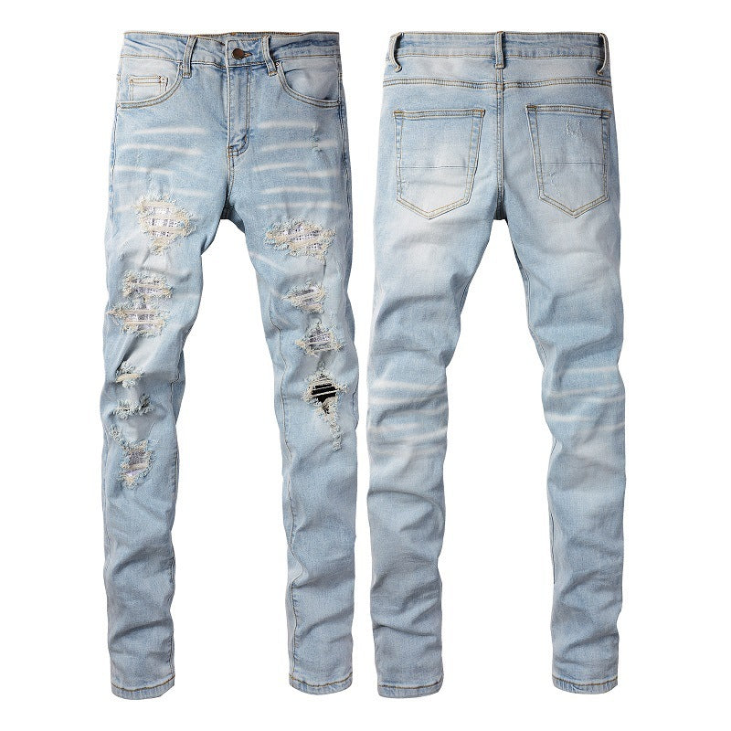 Blue With Holes Skinny American Jeans