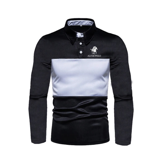 HDDHDHH Brand Printing New Fashion Print Polo Slim Contrast Golf Top Spring and Autumn Long Sleeve T-Shirt