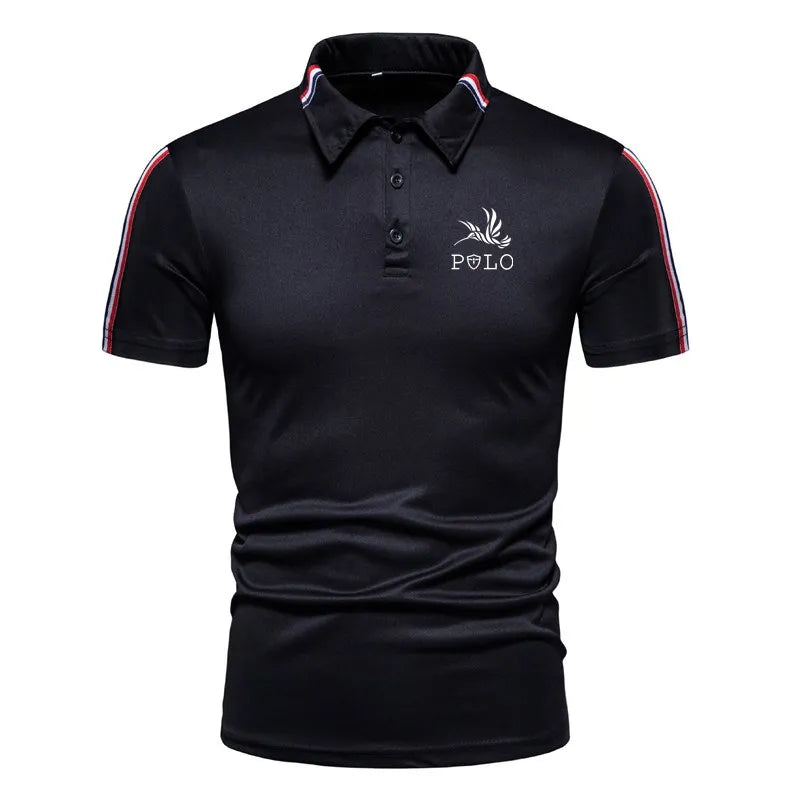 Summer men's solid color short sleeved polo shirt men's fashionable lapel shirt