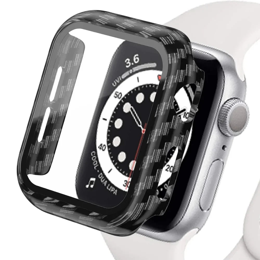 Glass+Matte Watch Cover for Apple Watch Case 45mm 41mm 44mm 40mm 42mm 38mm Bumper+Screen Protector for Iwatch SE 9 8 7 6 5 4 3 2