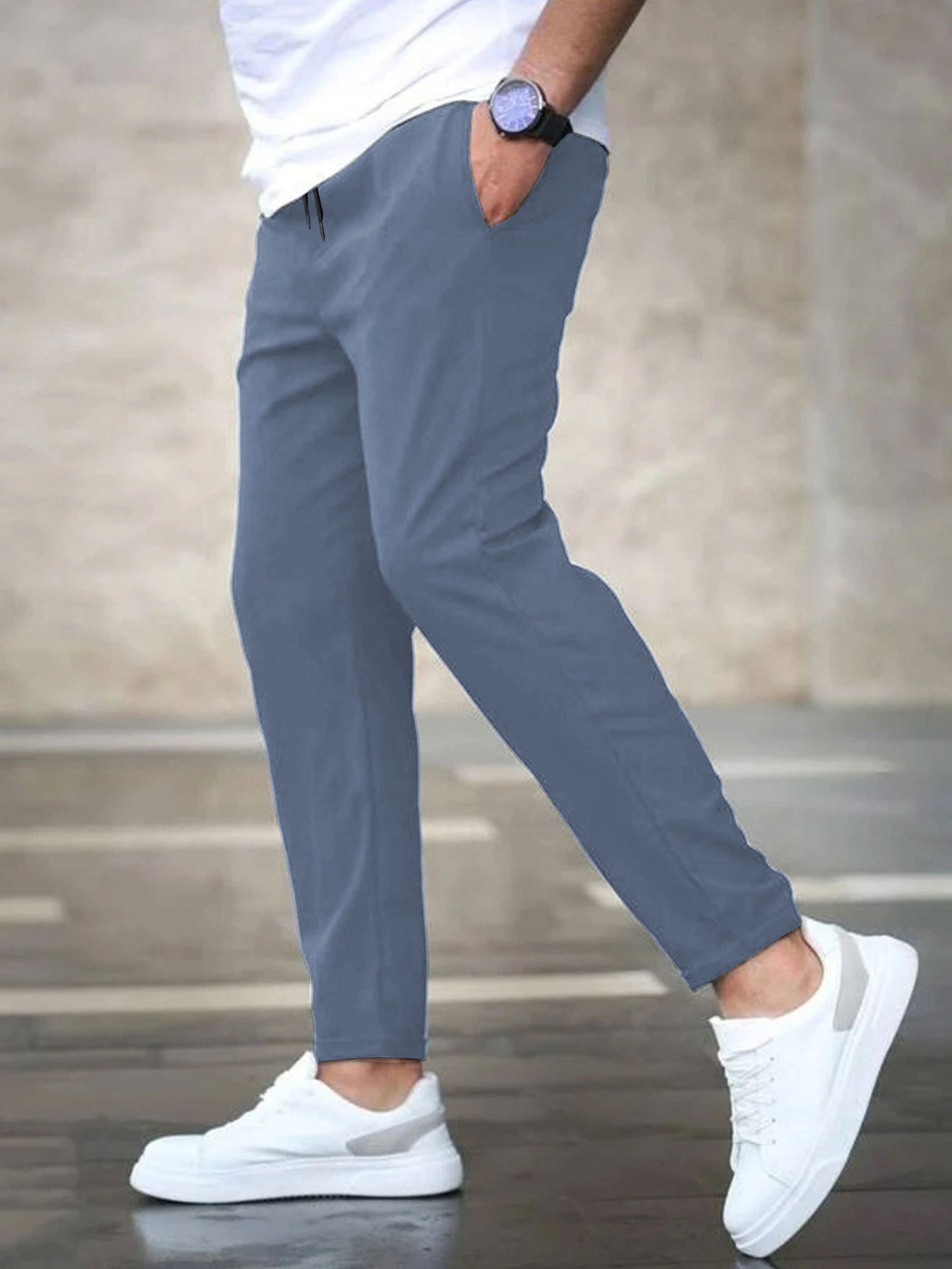 Men's Solid Color Casual Cropped Pants