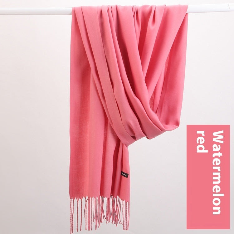 Pure Color Warm Keeping Scarf All-match Cashmere Shawl