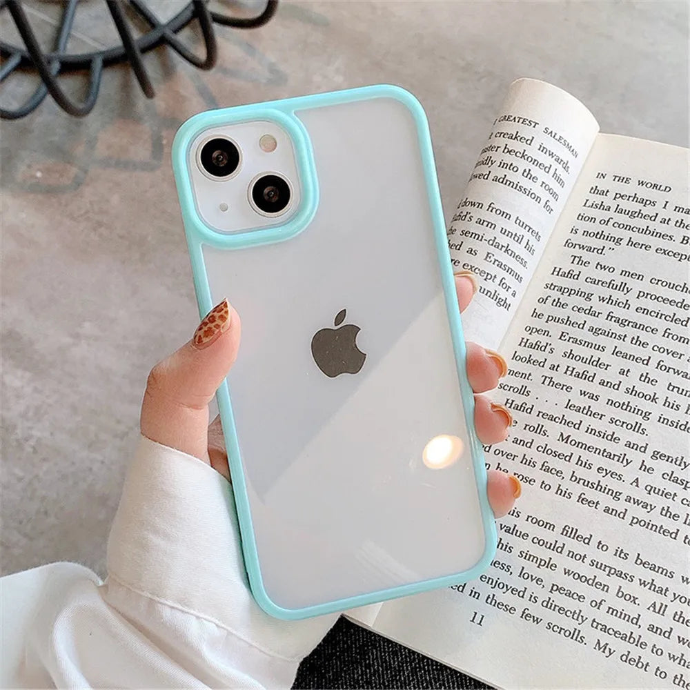 Candy Shockproof Silicone Bumper Phone Case For iPhone 15 14 11 12 13 Pro Max X XS XR 8 7 Plus Transparent Protection Back Cover