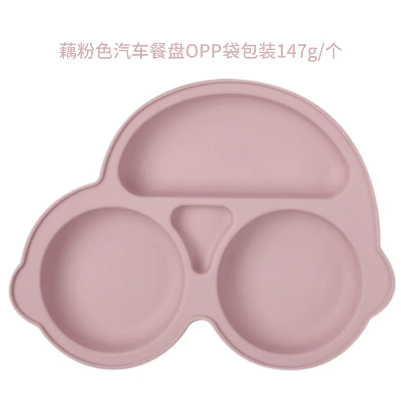 Baby Safe Silicone Dining Plate Suction Cartoon Children Dishes Feeding Toddler Training Tableware Retro Kids Smile Face Bowl