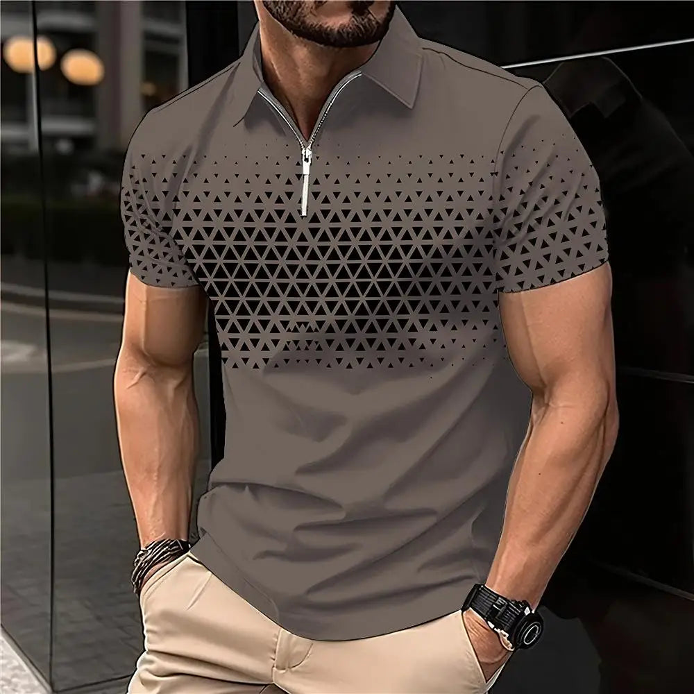 Summer T Shirts for Men 2024 Short Sleeve Men's Clothing Collar 3D Printing Plain Shirt Striped Polo Tees Fashion Pullover Tops