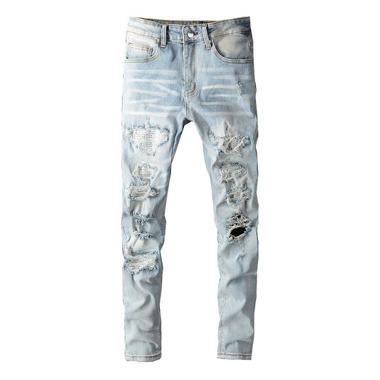 Blue With Holes Skinny American Jeans