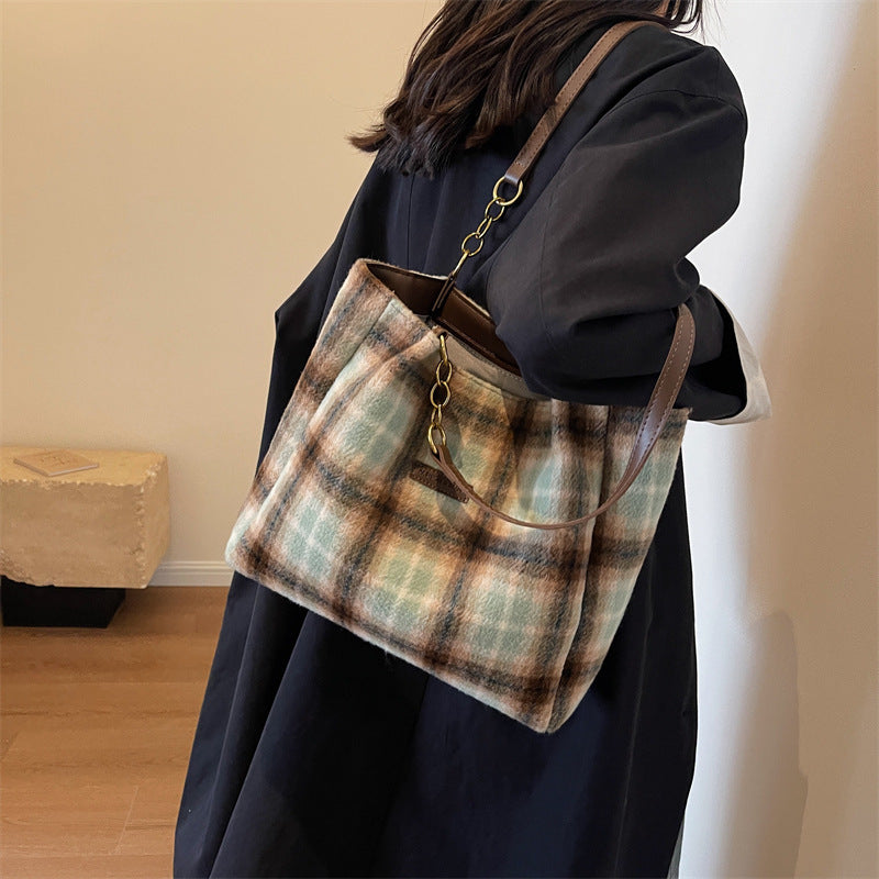 Fashion Personality Plaid Tote Bag For Women