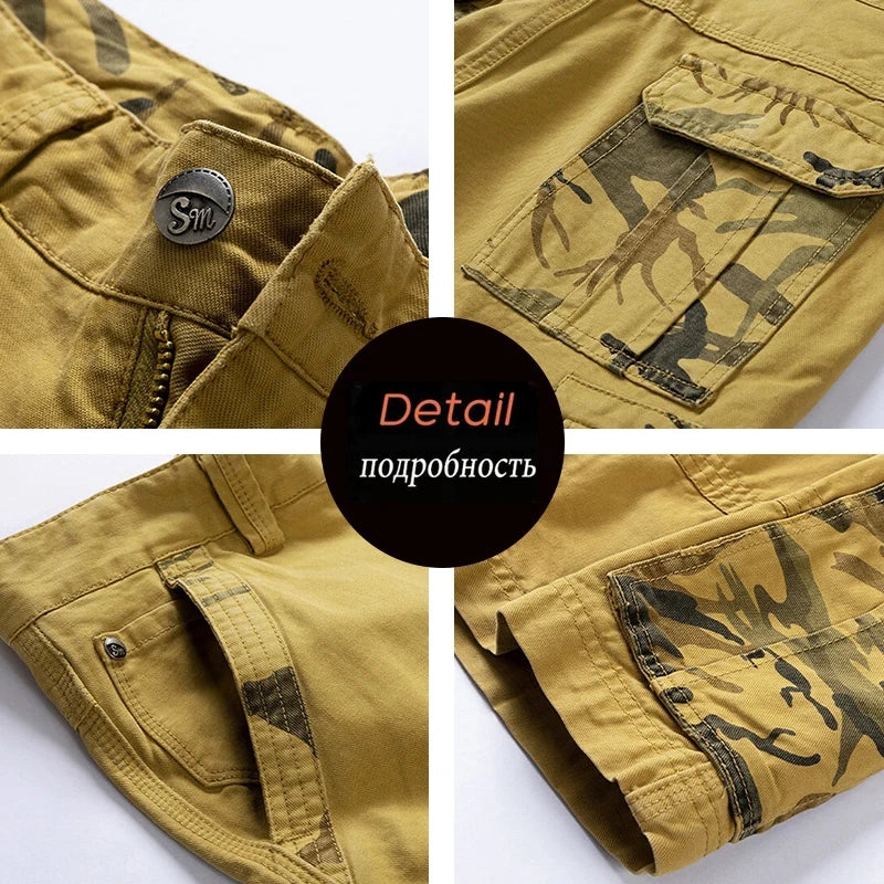 Summer Men Cargo Camouflage Shorts Mens Spring Cotton Casual Multi Pocket Beach Shorts Pants Men Jogger Shorts Male Dropshipping