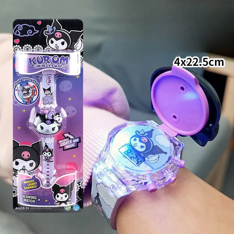 Kawaii Sanrio Kuromi Watch Cinnamoroll Hello Kitty Music Silicone Strap Children Wrist Watch My Melody Watch Kids Birthday Gifts