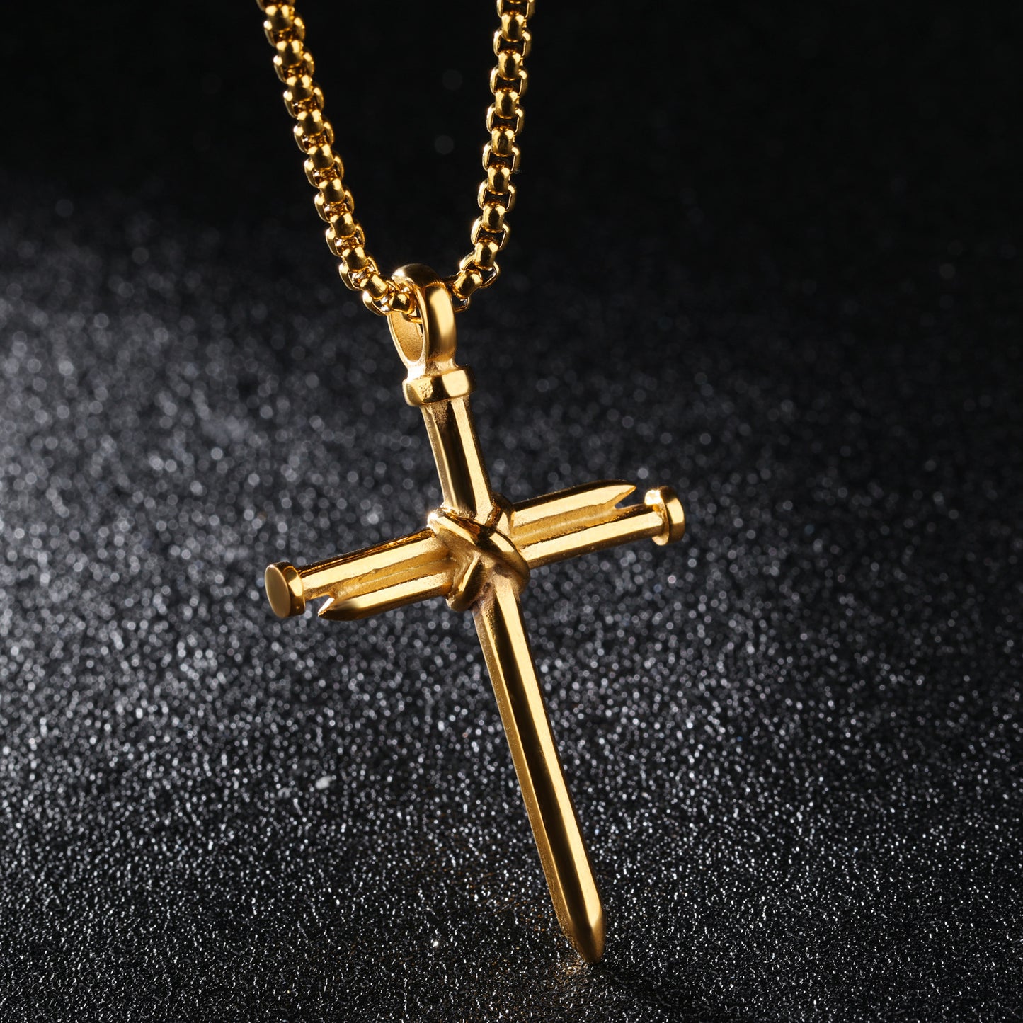 Titanium steel casting steel nails cross men's pendants necklace jewelry