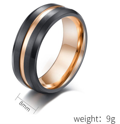 Black Rose Gold Two-color Titanium Steel Ring Surface Brushed Matte Ring