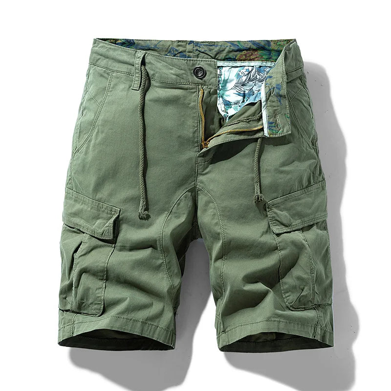 Summer Men Solid Cotton Cargo Shorts Man Casual Outdoor Beach Bermuda Short Pants Male Pockets Jogger Breathable Shorts Trousers