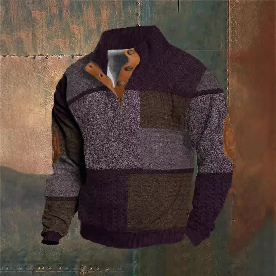 Autumn And Winter Men's Printed Sweater With Buckle