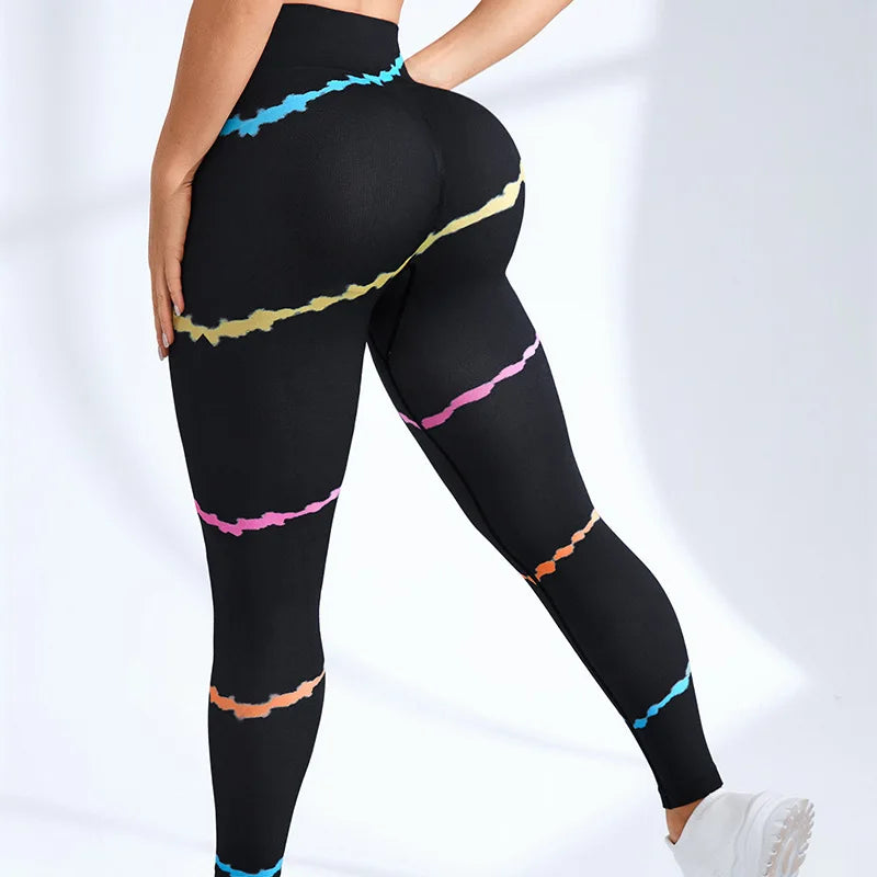 New 3D Print Tie Dye Sports Pants Women Seamless  Leggings High Waist Fitness Push Up Leggings Gym Clothing Workout Tights