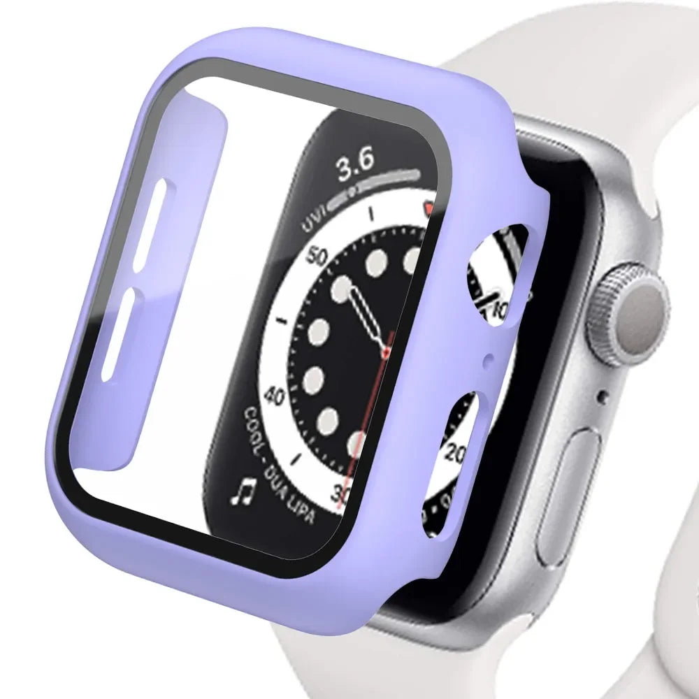 Glass+Matte Watch Cover for Apple Watch Case 45mm 41mm 44mm 40mm 42mm 38mm Bumper+Screen Protector for Iwatch SE 9 8 7 6 5 4 3 2