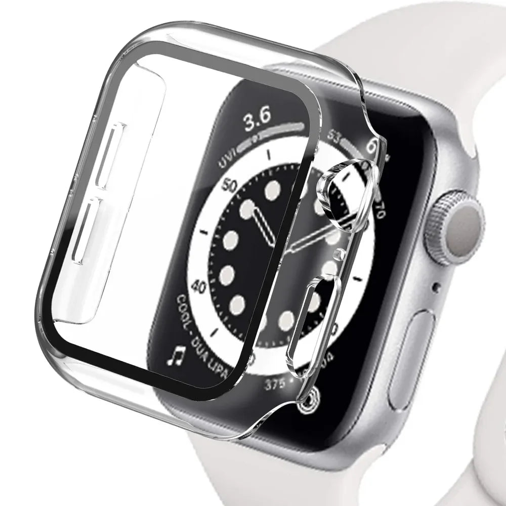 Glass+Matte Watch Cover for Apple Watch Case 45mm 41mm 44mm 40mm 42mm 38mm Bumper+Screen Protector for Iwatch SE 9 8 7 6 5 4 3 2