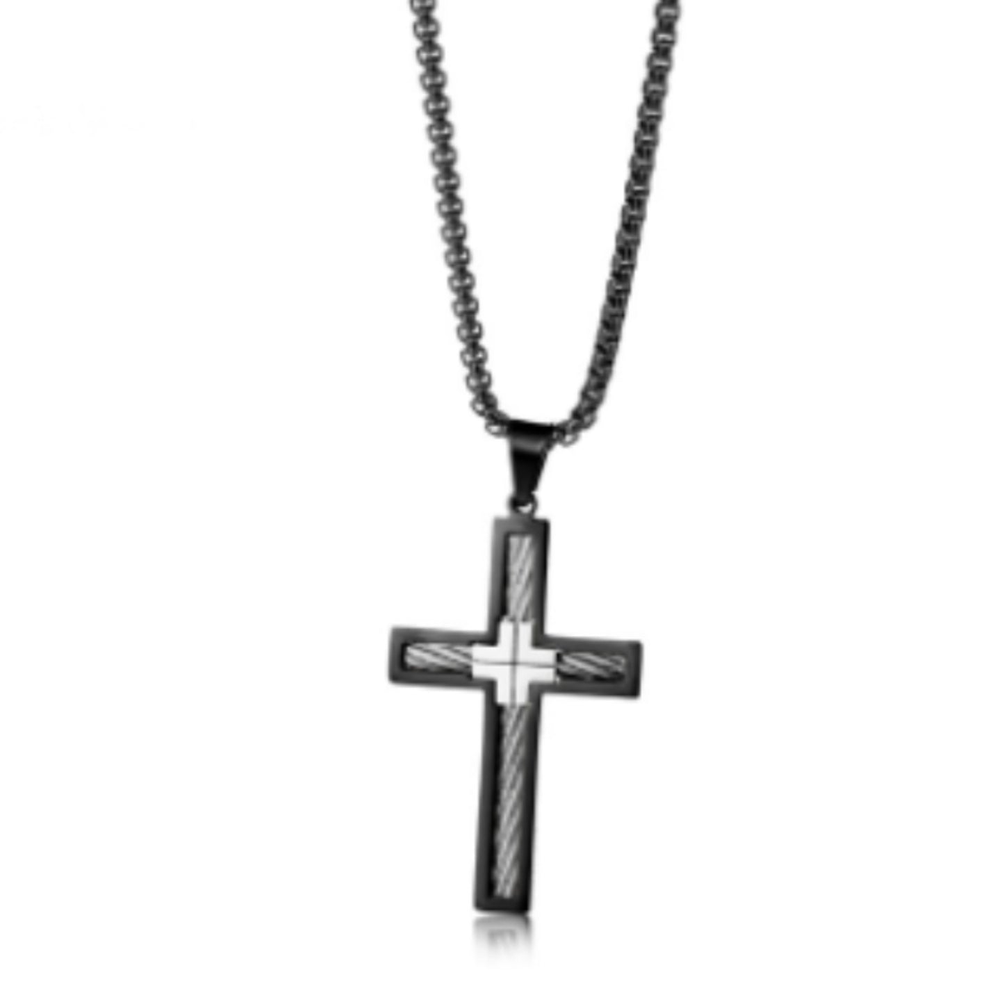 Titanium Steel Wire Cross Men's Necklace