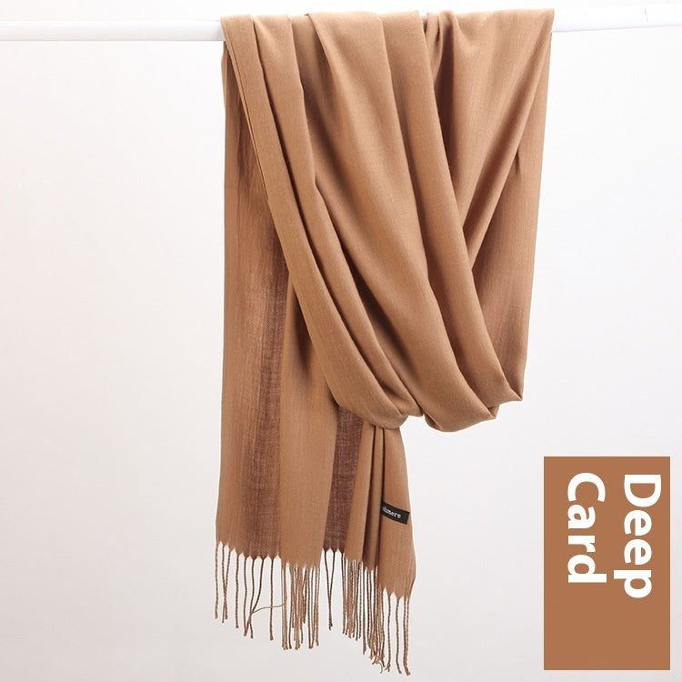 Pure Color Warm Keeping Scarf All-match Cashmere Shawl