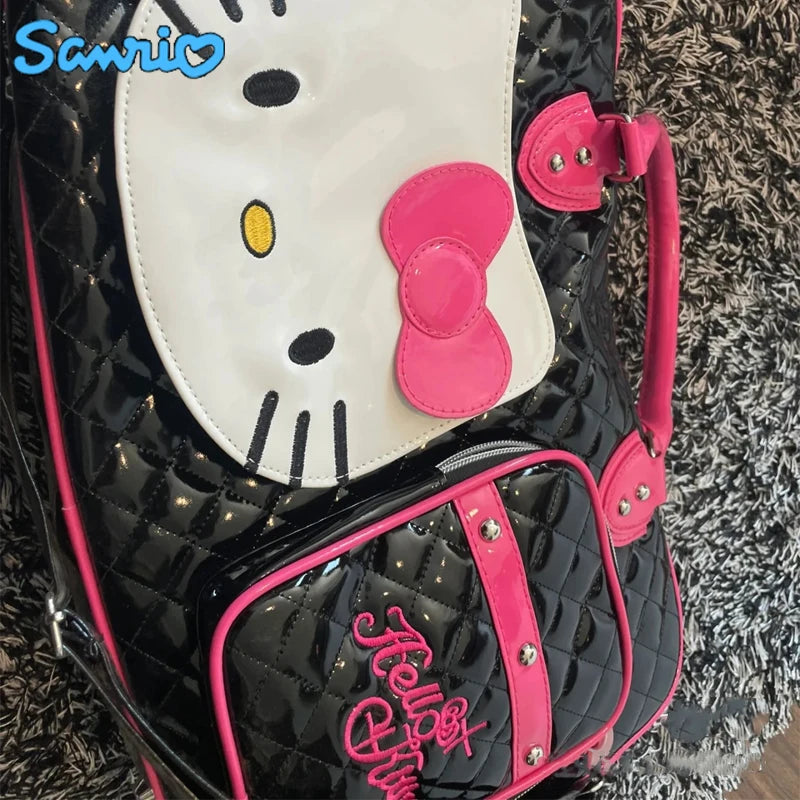 Retro Style Cartoon Sanrio Hellokitty Embroidery Pattern Women's Large Capacity Handbag New Kawaii Zipper Travel Crossbody Bag