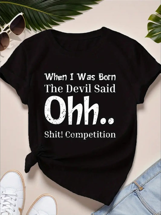 Devil Competition Women's Plus Size Sports Short Sleeve T-Shirt