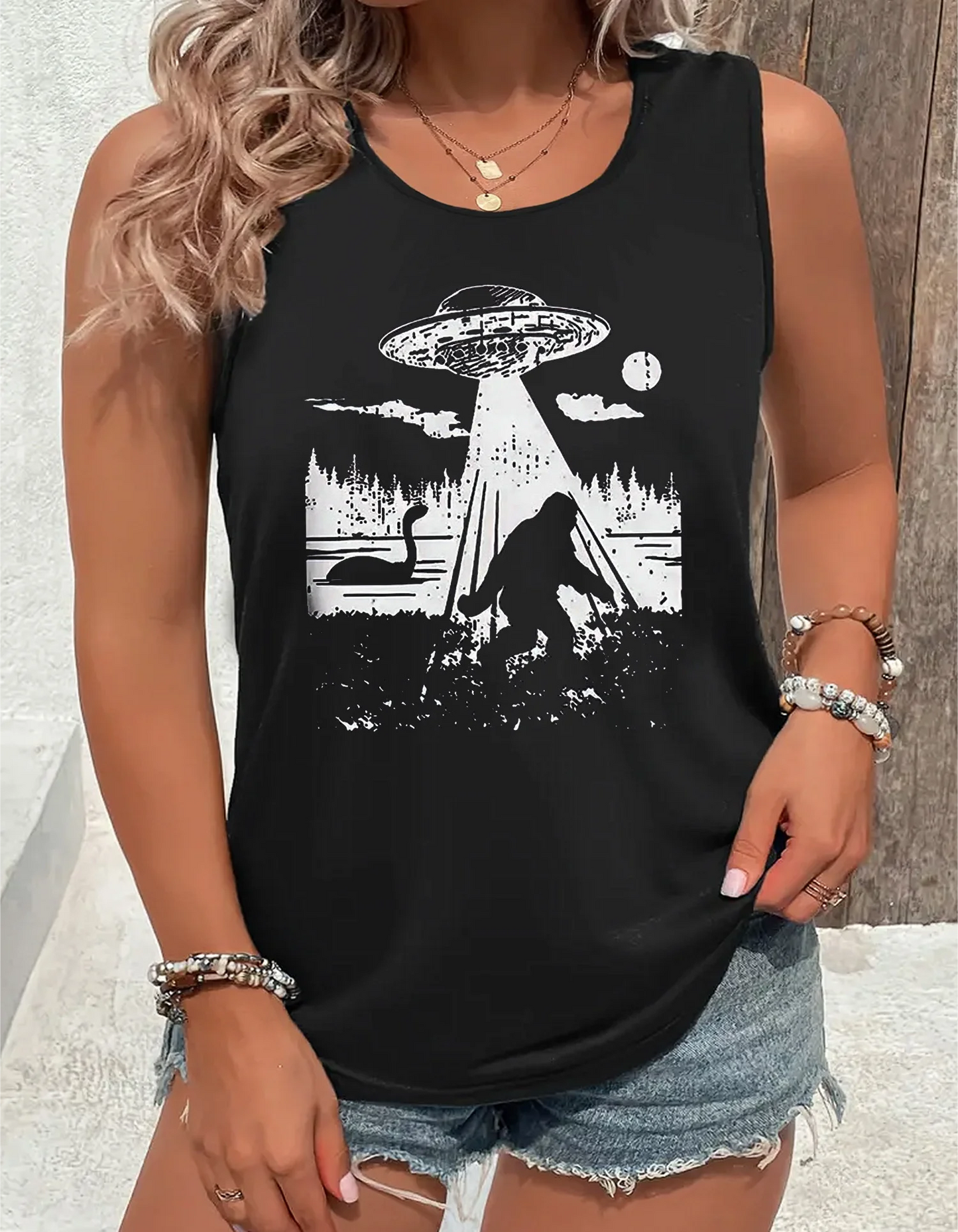 Plus Size Women's Vest Graphic Print Loose Round Neck Summer Sleeveless Tops Street Ladies Black Oversize Tank Tops 3XL 4XL 5XL