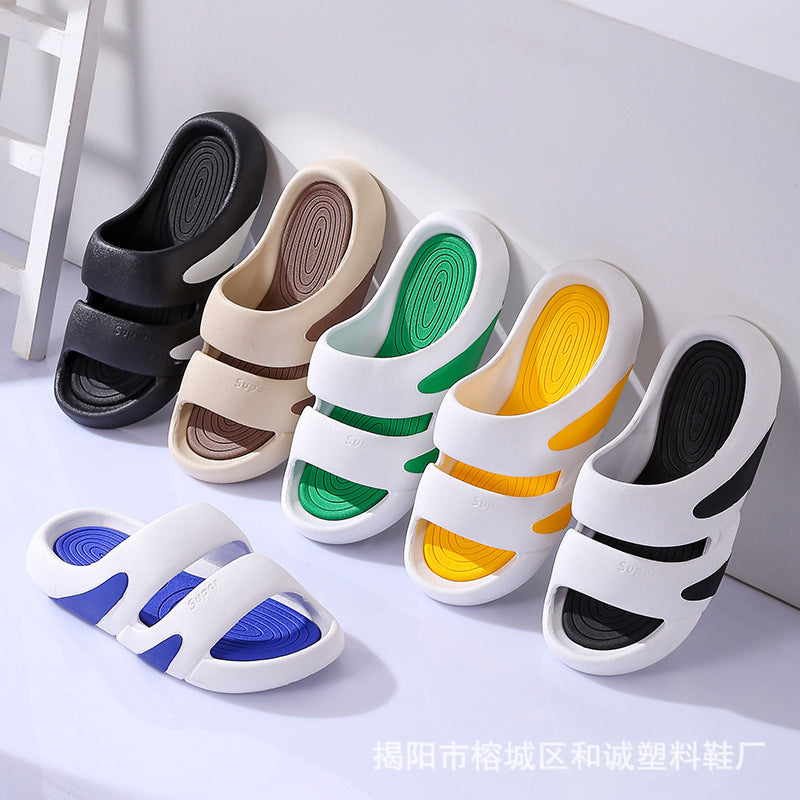 Fashion Outerwear Thick Sole Double Strap Holiday Men And Women Beach Slippers