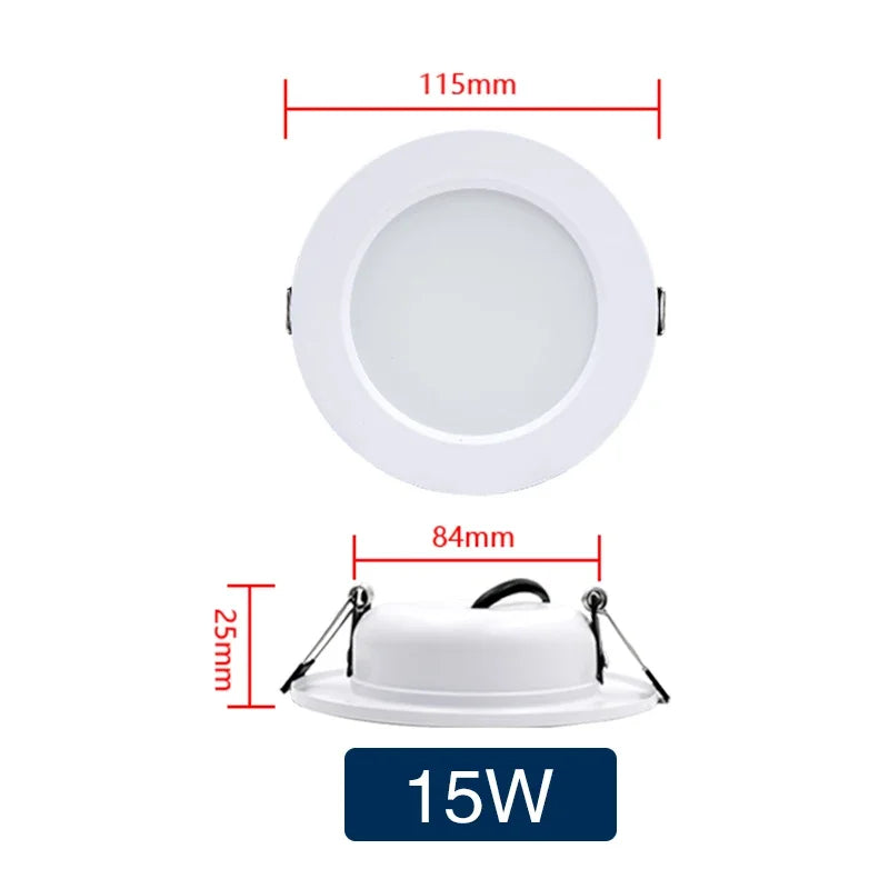 LED Downlight 5W 9W 12W 15W 18W Recessed Round Led Ceiling Lamp 110V 220V DC12V 24V Panel Lights Indoor Lighting Warm/Cold White