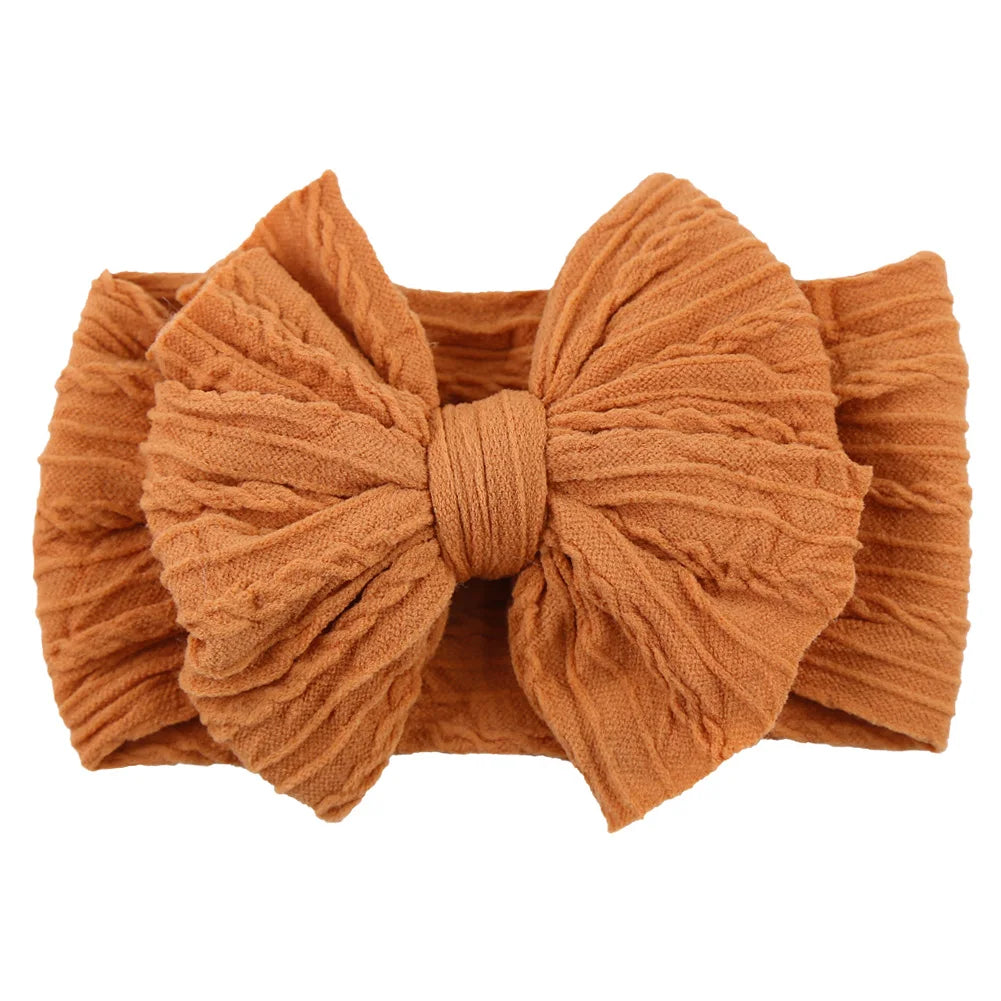 Solid Cable Bow Baby Headband for Child Nylon Layers Headwear Kids Elastic Turban Headwraps Newborn Boys Girls Hair Accessories