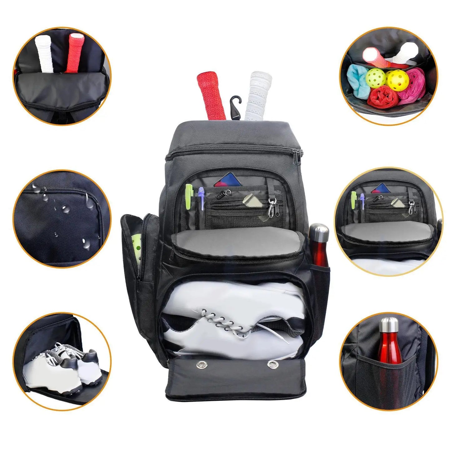 Pickleball Backpack Bag for Men Women Adjustable Strap Basketball Carry Bag with Shoe Compartment for Shopping Swimming