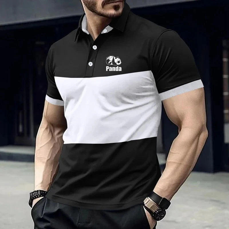 Summer men's solid color short sleeved polo shirt men's fashionable lapel shirt