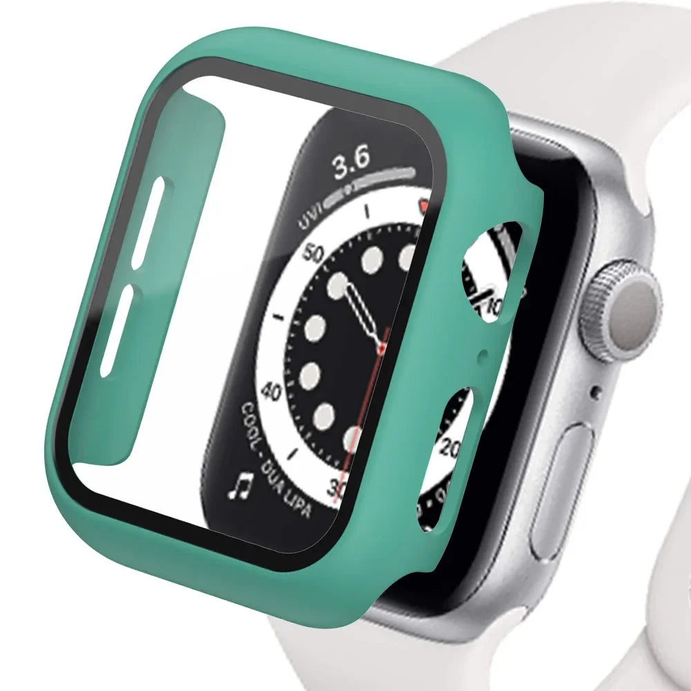 Glass+Matte Watch Cover for Apple Watch Case 45mm 41mm 44mm 40mm 42mm 38mm Bumper+Screen Protector for Iwatch SE 9 8 7 6 5 4 3 2