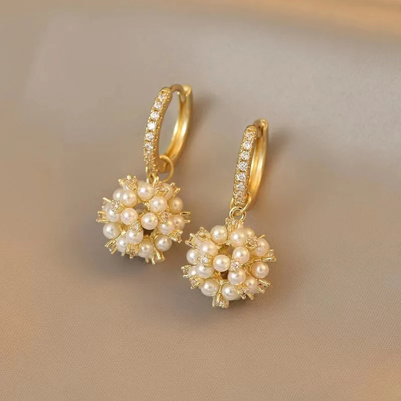 2024 Korean New Simple Temperament Circle Pearl Earrings Fashion Small Versatile Earrings Women's Jewelry