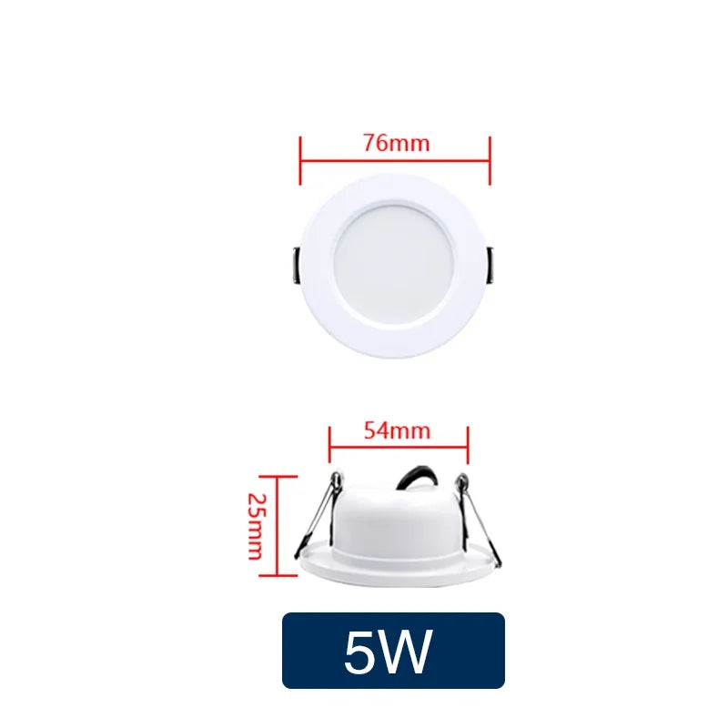 LED Downlight 5W 9W 12W 15W 18W Recessed Round Led Ceiling Lamp 110V 220V DC12V 24V Panel Lights Indoor Lighting Warm/Cold White