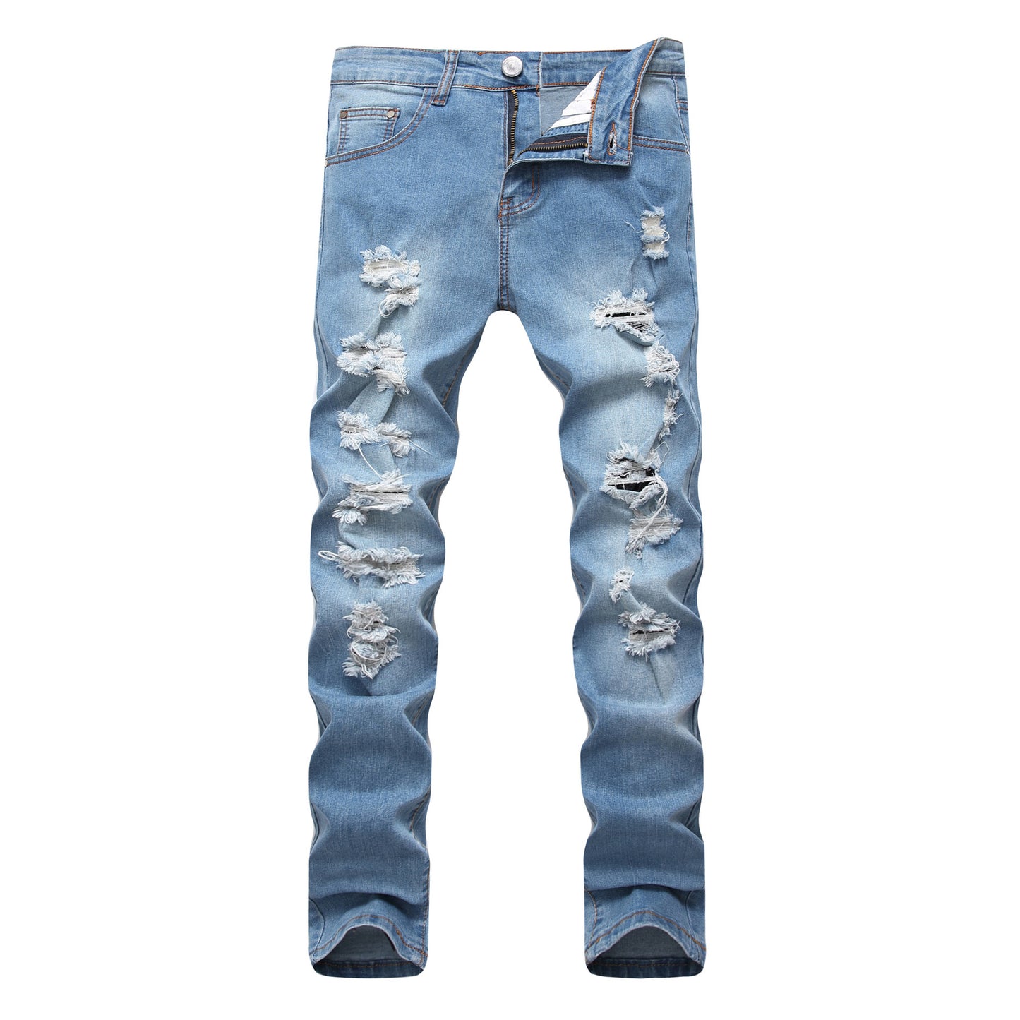 Light Blue Men's Ripped Stretch Jeans