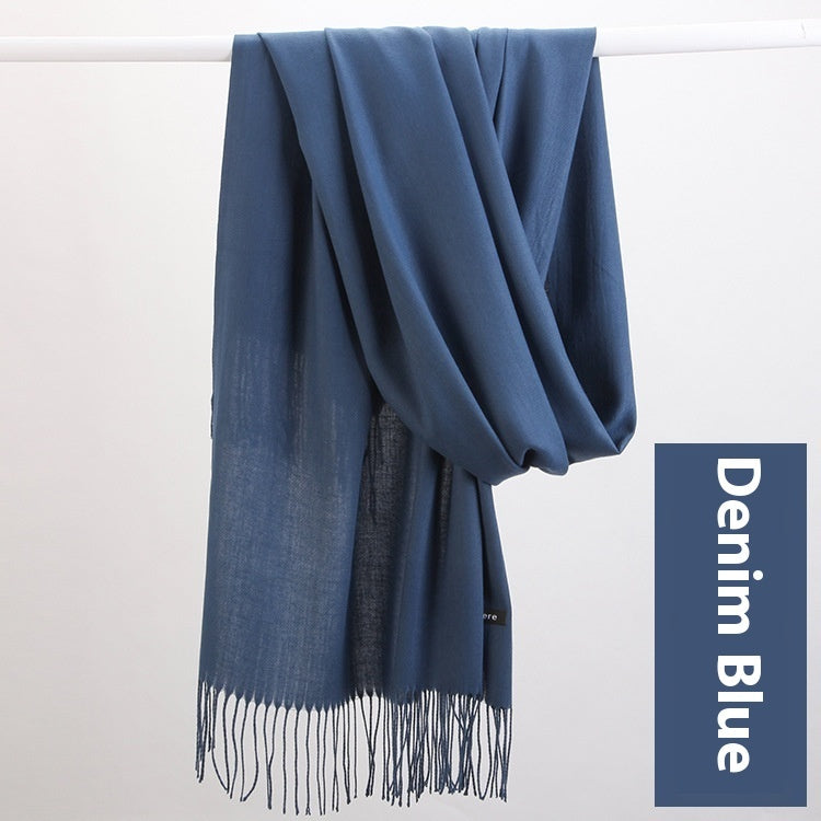 Pure Color Warm Keeping Scarf All-match Cashmere Shawl